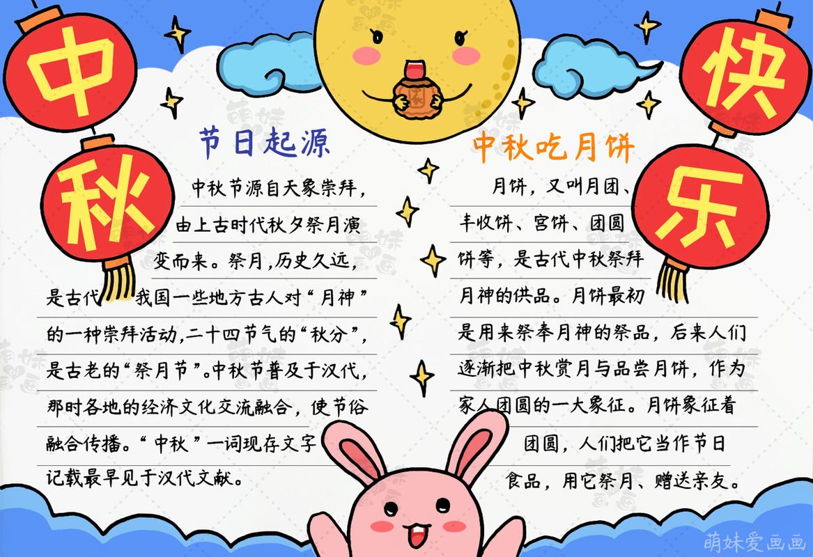 学画简单又好看的中秋节手抄报 含