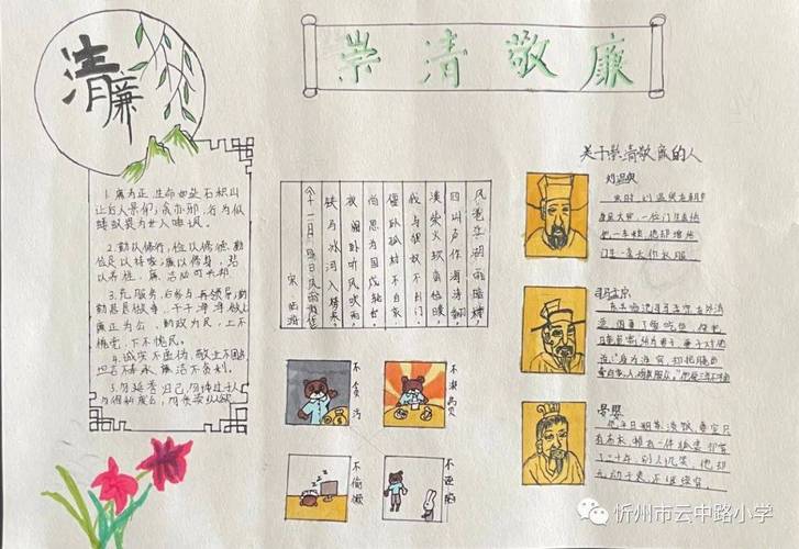 忻州市云中路小学崇清敬廉手抄报学生作品展 忻州市云中路小学崇清敬廉手抄报学生作品展