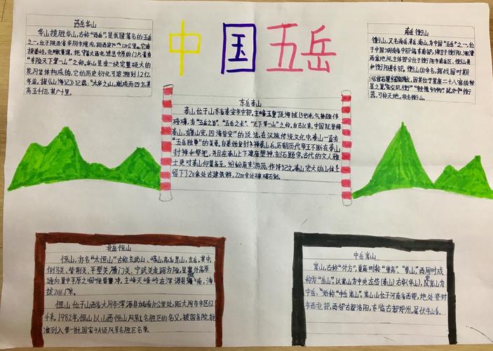 乌鲁木齐市第56中学四 4 班的五岳五湖主题手抄报分享