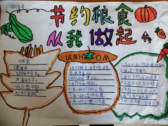 一张张节约粮食手抄报 时刻提醒同学们节约光荣 浪费可耻.