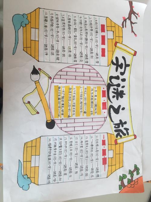 一年级汉字谜语韵味古诗手抄报一年级字谜手抄报