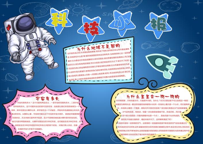 探索太空宇宙科技小报手抄报科学小报模板