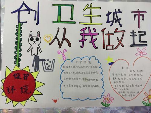 创建文明城市连着你我他 青屏小学二一班手抄报
