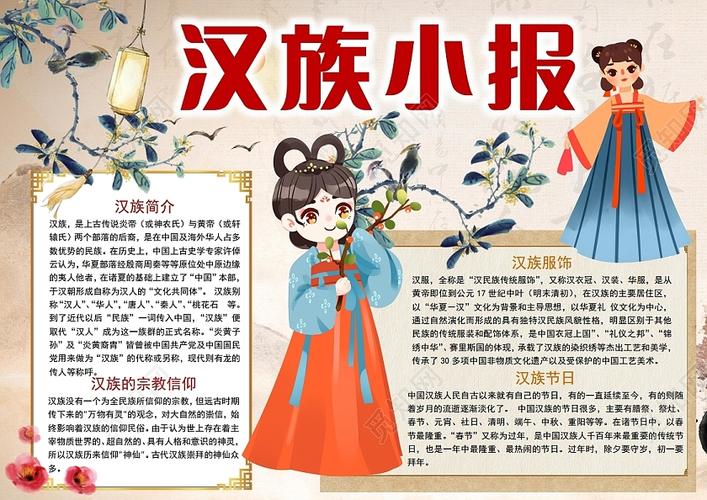 汉族小报卡通民族手抄报小报汉族卡通民族服饰