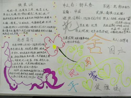 关于老舍手抄报 关于手抄报