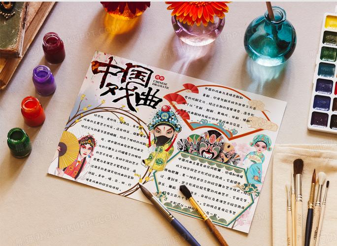 古风简约手绘中国戏曲手抄报小报word模版