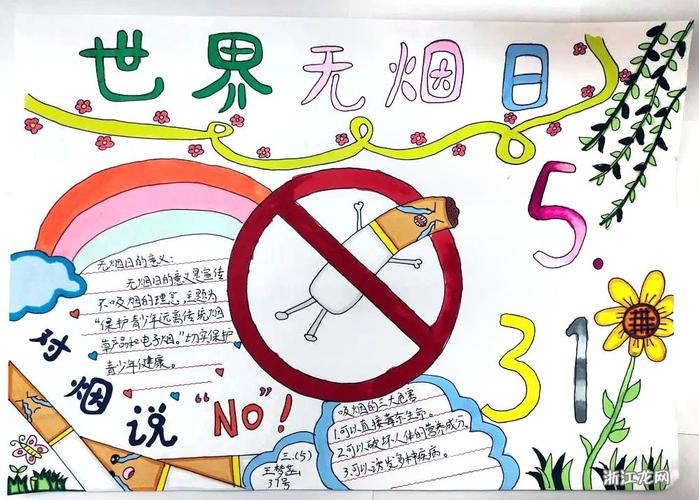 简单漂亮的世界无烟日手抄报优秀作品