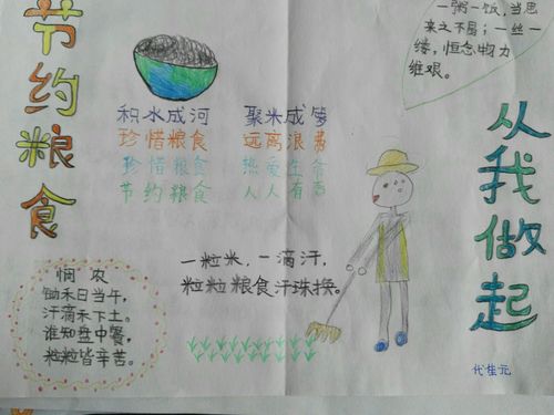 民族街小学2024暑假《爱惜粮食》手抄报 部分作品选登