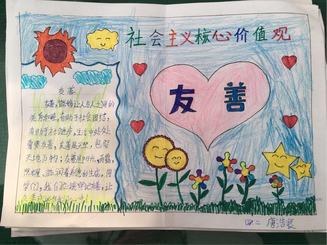 益都师范附小四年级二班 庆元旦 诚信友善 手抄报展