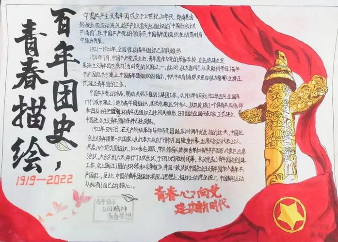 描绘百年团史勇担青春使命手抄报