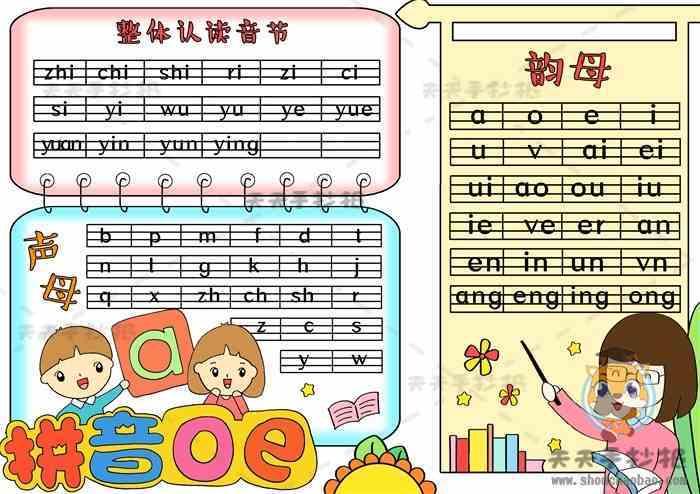 手抄报主题相关的资料比如声母有哪些韵母有哪些还有整体认读音节
