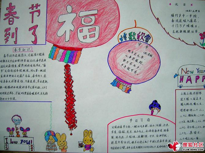 q2:春节手抄报简单又漂亮五年级