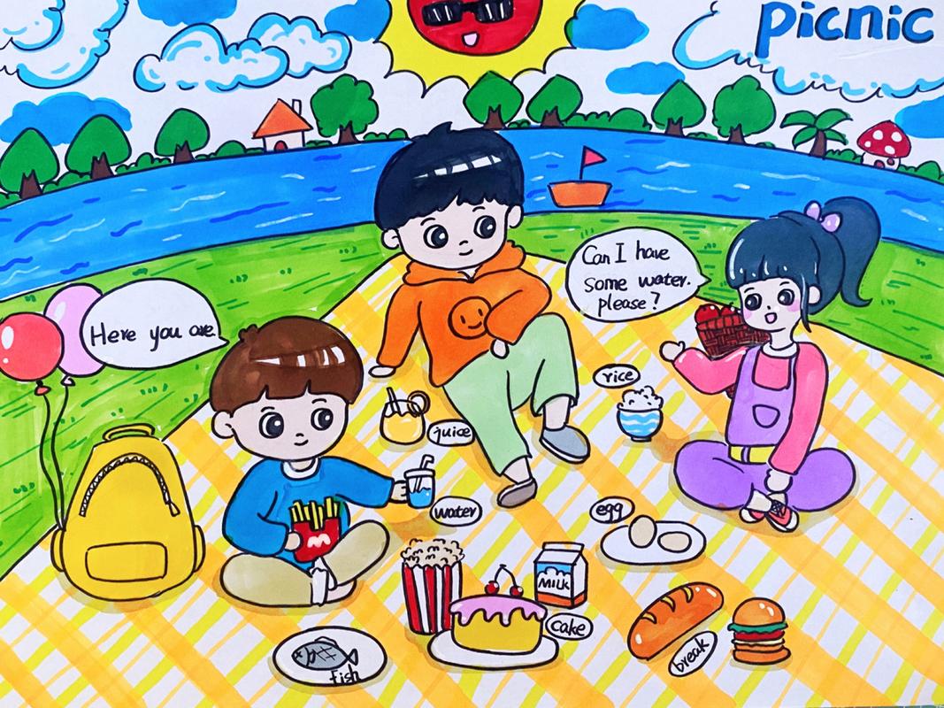 野餐手抄报 课件名称:《动野餐主题画》 适合年龄:8-12岁 课件素材