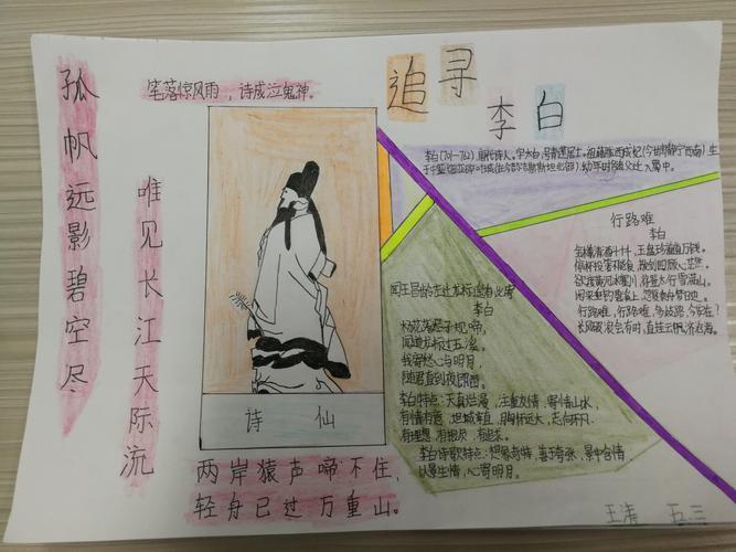 关于李白王安石的诗画手抄报李白的手抄报