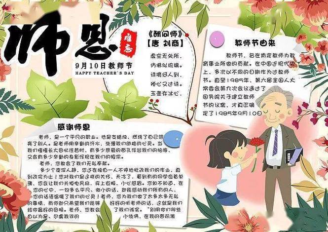 教师节手抄报大全图片 文字内容 简单好看 日记100字