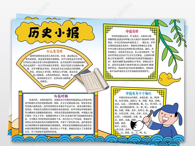 原创历史小报中国古代历史手抄报中国朝代电子小报版权可商用