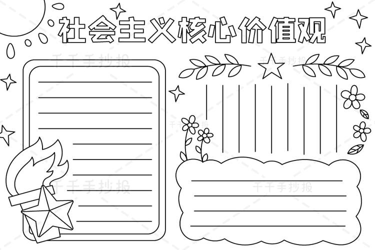 最新社会主义核心价值观手抄报 爱国手抄报简笔画