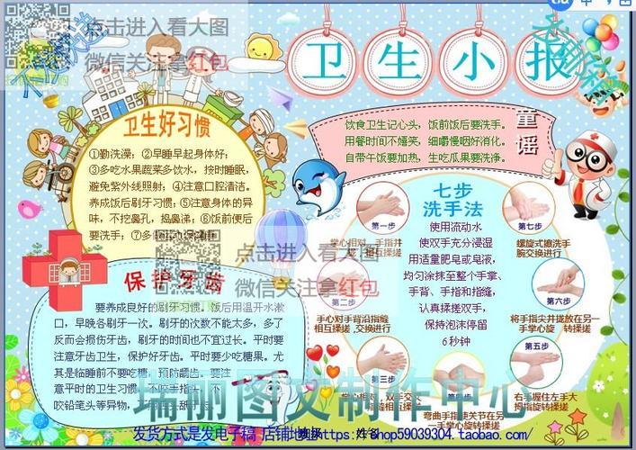 卫生与健康电子小报成品讲究卫生手抄报小学生板报画报简报2433