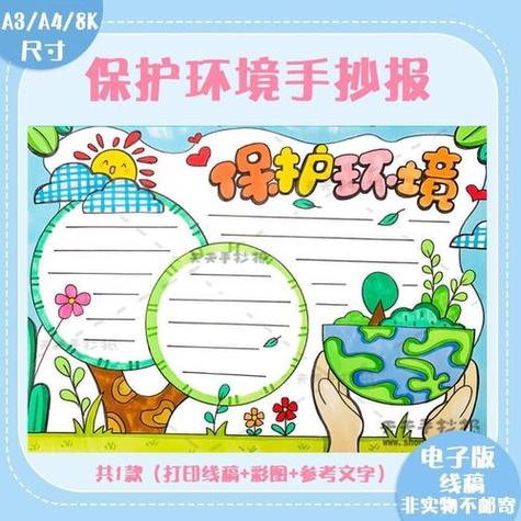 保护环境低碳环保手抄报模板小学生绿色出行生活小报电子素材a3a4