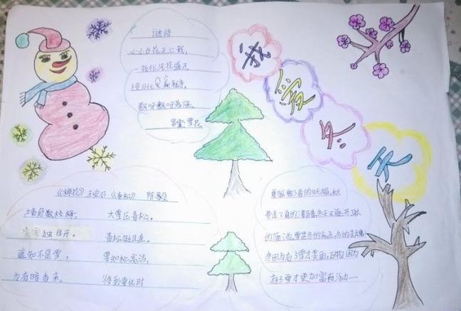 图冬天的雪手抄报洛一高附属小学二一班关于描写冬天古诗词的手抄报
