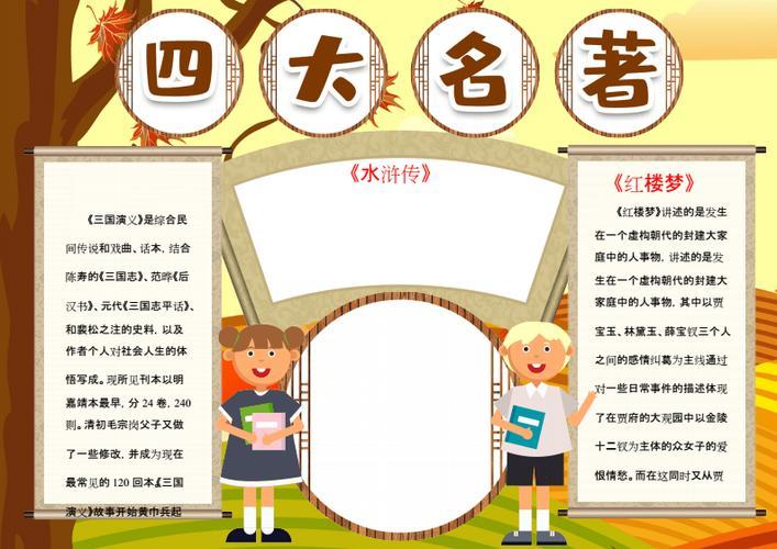 四大名著电子小报手抄报模版docx1页