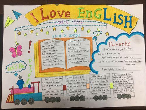 english集贤镇金凤小学五六年级英语手抄报展i love english手抄报