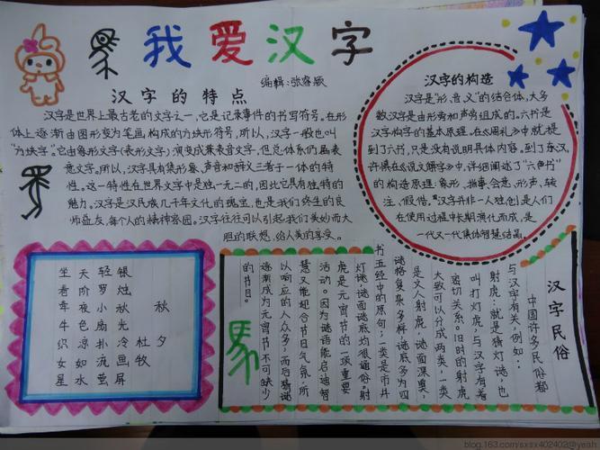关于汉字的手抄报简单模板教程我爱汉字手抄报写什么