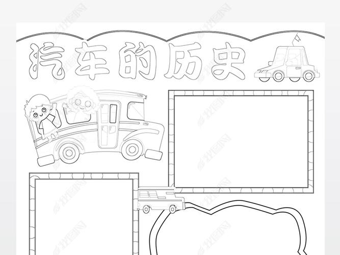 原创竖版汽车博物馆小报科普展览汽车历史参观手抄报素材版权可商用