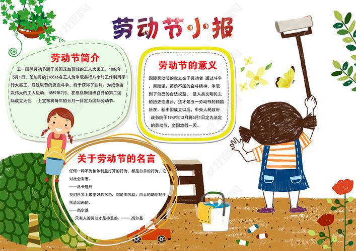 原创五一劳动节小报勤劳做家务手抄报psd模板版权可商用