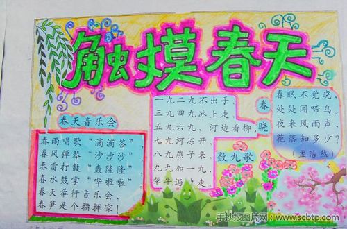 触摸春天主题手抄报图片