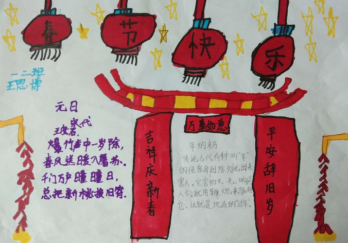 宇航小学一年级二班 中国年 中国情 手抄报闪亮展示