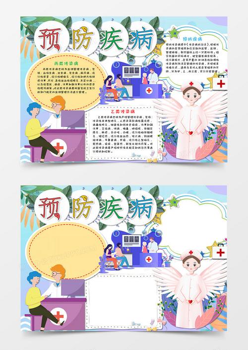 小清新卡通预防疾病感染病小报手抄报word模板