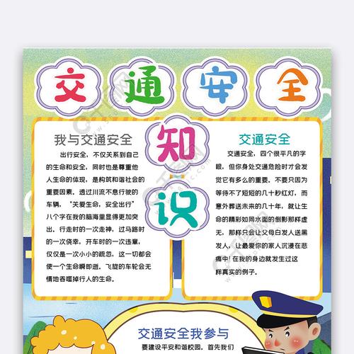 竖版交通安全知识小报手抄报word模板