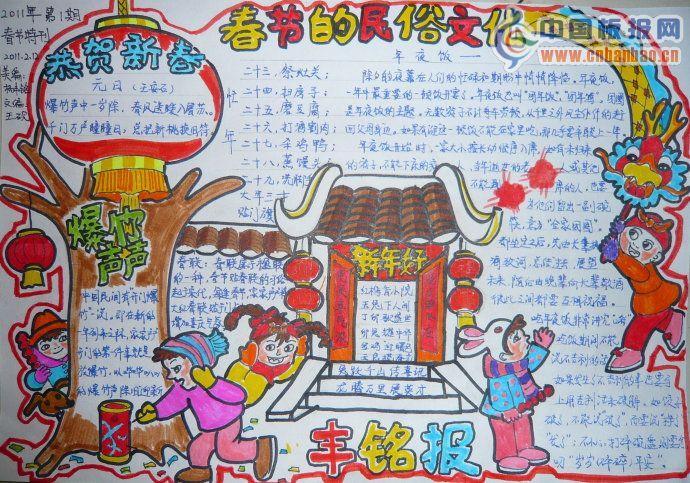 春节的民俗文化手抄报版面设计图设计春节的民俗文化手抄报版面设计