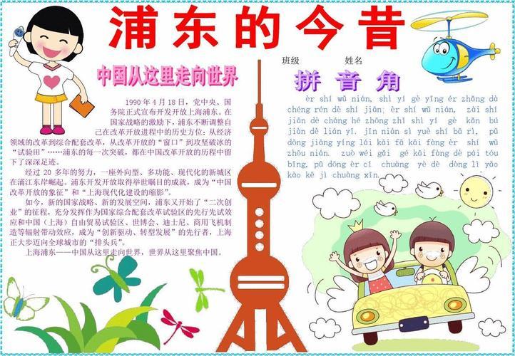 浦东的今昔上海浦东新区变化发展小学生电子小报成品简报报刊手抄报