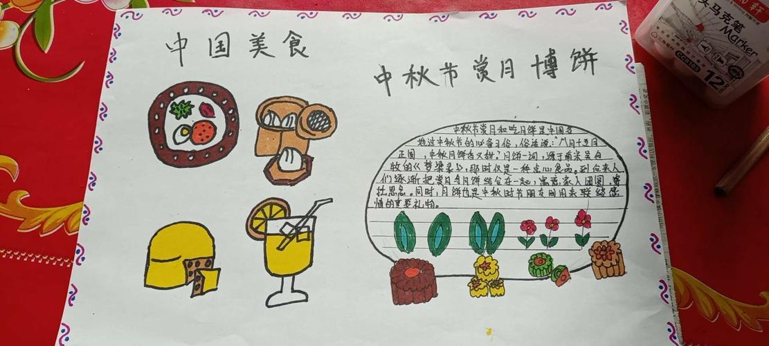 二年级关于中国美食的简笔画手抄报二年级中秋手抄报