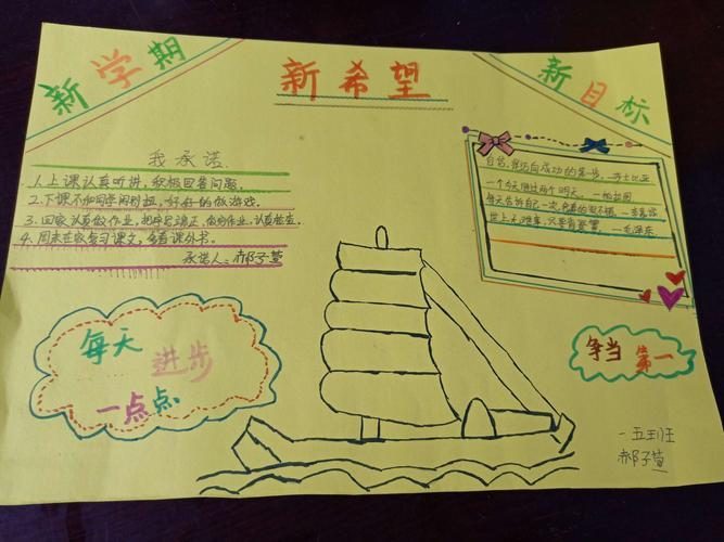 新学期新希望新目标铁西路小学一五班手抄报20240221