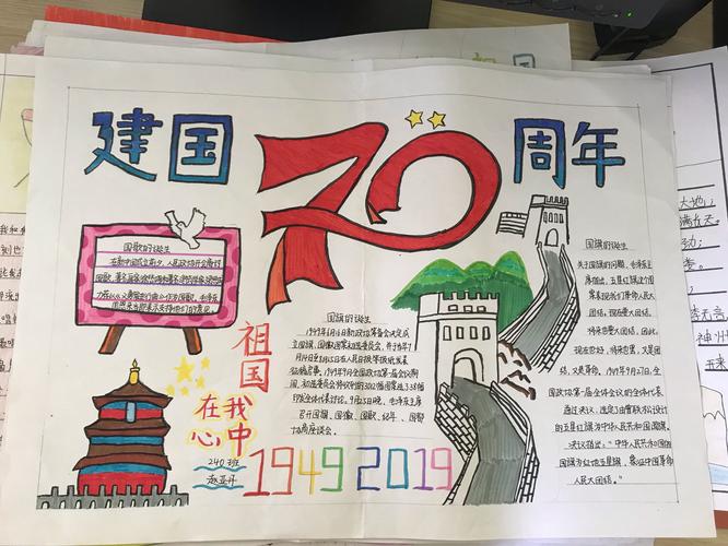 鹤阳初级中学 建国70周年主题手抄报