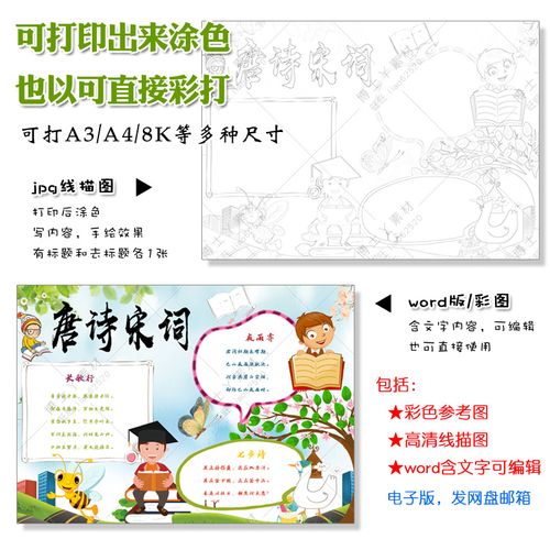 古诗手抄报作业怎么做 唐诗三百首手抄报设计图片大全资料内容