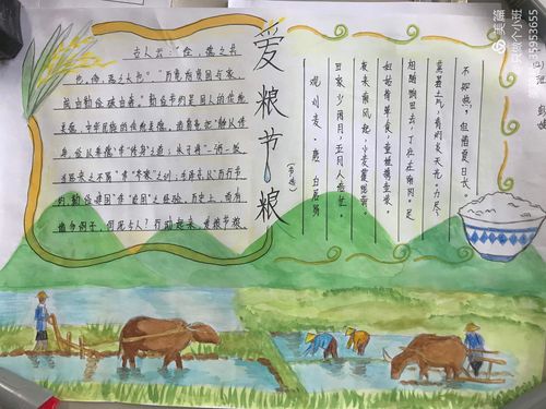爱粮节粮 必须有行动.来自彭婕 刘秋涵 房李三个小可爱的手抄报.