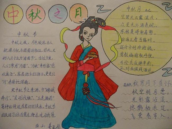 嫦娥奔月手抄报内容简单嫦娥奔月手抄报内容简单诗句手抄报中秋节手抄