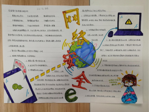 画网络安全4开素描纸手抄报 网络安全手抄报-