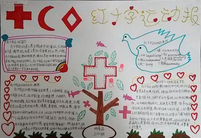 爱周活动手抄报红十字会手抄报小学生红十字手抄报简单又漂亮教程
