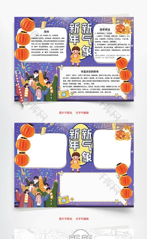 新年新气象寄语word手抄报