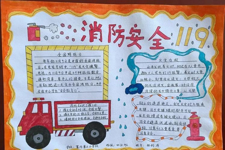 儿童消防绘画 9 12岁消防儿童画手抄报