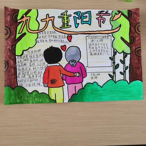 子画重阳 蓝园小学开展 九九重阳节 浓浓敬老情 重阳节手抄报比赛