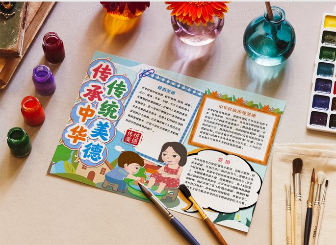 传承中华传统美德卡通手抄报模板