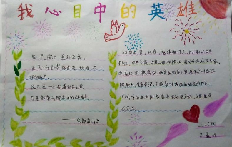 薛庄小学清明节系列活动三 我心目中的英雄 手抄报