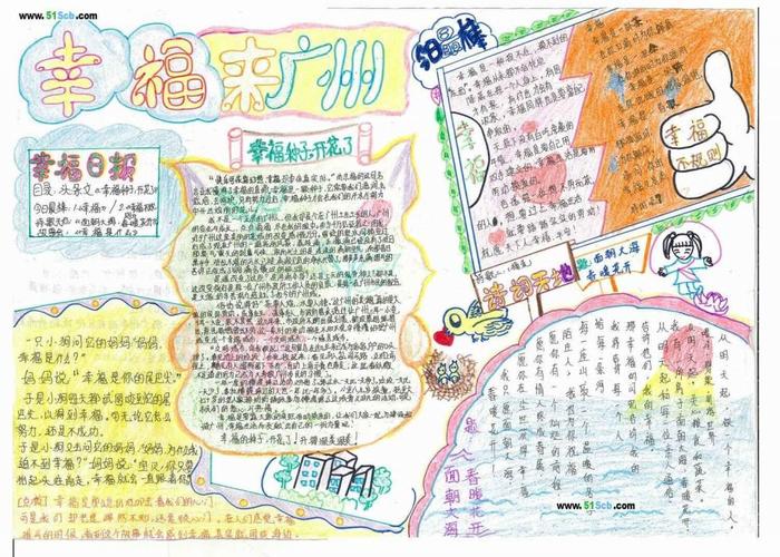 初一手抄报版面设计图:幸福来广州 图片 手抄报版面设计-学笔画