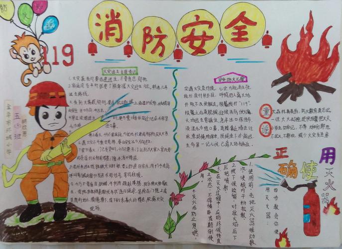 最新小学一年级119消防手抄报